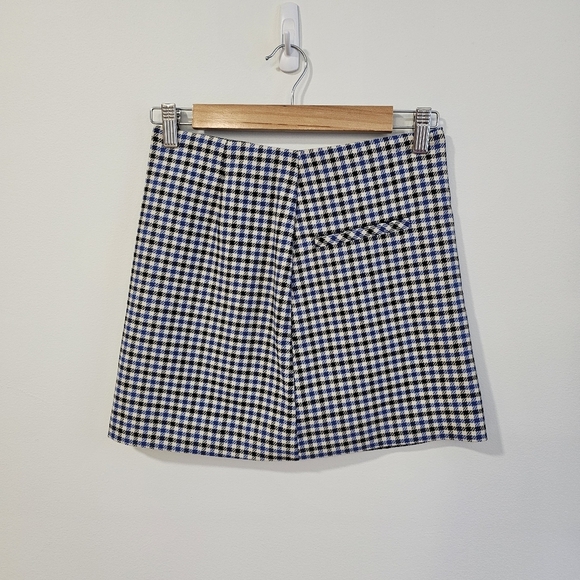 ZARA blue and white check gingham print skirt - Picture 1 of 5